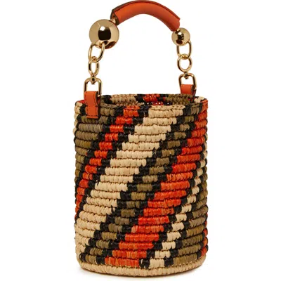 Strathberry Crescent Stripe Raffia Basket Bag In Multi