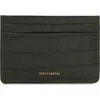 Strathberry Croc Embossed Leather Card Case In Green