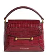Strathberry Croc-embossed Leather Mosaic Nano Satchel Bag In Burgundy