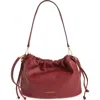 Strathberry Drawstring Pouch Leather Shoulder Bag In Burgundy