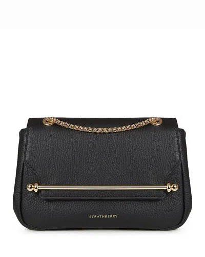 Strathberry East West Mini Leather Shoulder Bag In Black