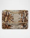 Strathberry East-west Mini Snake-embossed Leather Crossbody Bag In Floral Snake-effect Chocolate