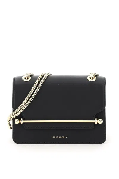 Strathberry Stylish Black Leather East/west Mini Handbag For Women