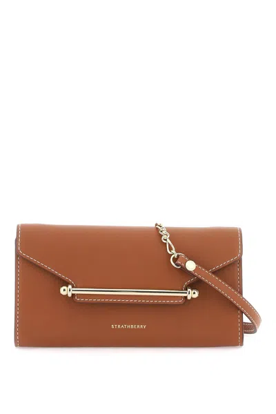 Strathberry Elegant Brown Leather Crossbody Handbag For Women