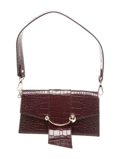Pre-owned Strathberry Embossed Leather Crescent Mini W/ Tags In Burgundy