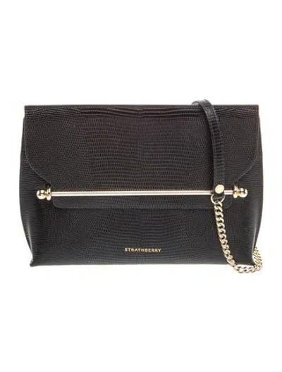 Pre-owned Strathberry Embossed Leather Crossbody Bag In Black