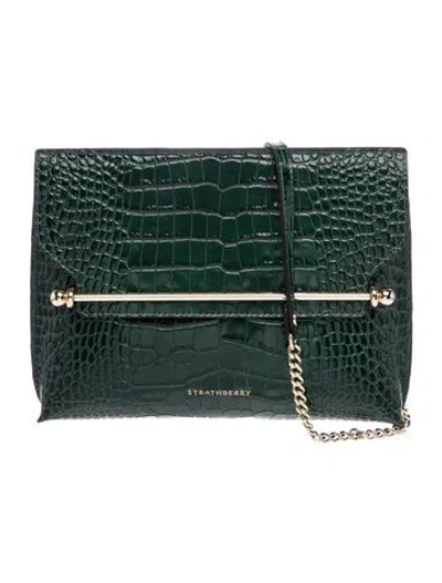 Pre-owned Strathberry Embossed Leather Crossbody Bag In Green