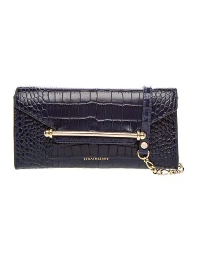 Pre-owned Strathberry Embossed Leather Embossed Leather Clutch In Blue