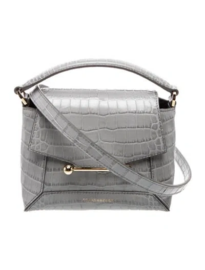 Pre-owned Strathberry Embossed Leather Mosaic Nano In Gray