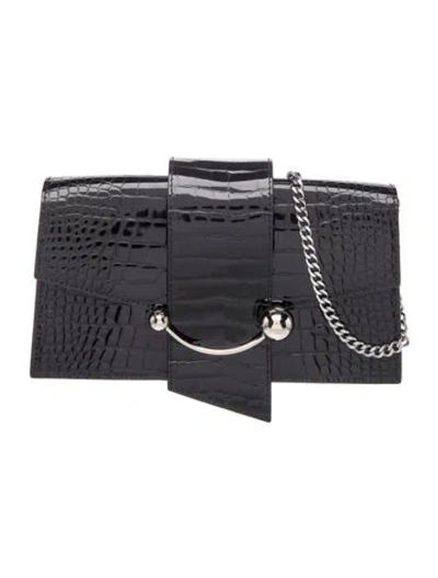 Pre-owned Strathberry Embossed Leather Shoulder Bag In Black
