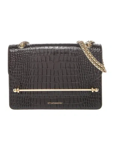 Pre-owned Strathberry Embossed Leather Shoulder Bag In Black