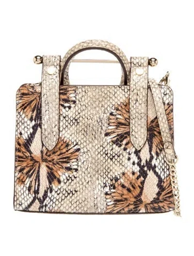 Pre-owned Strathberry Embossed Leather Top Handle Bag In Neutrals