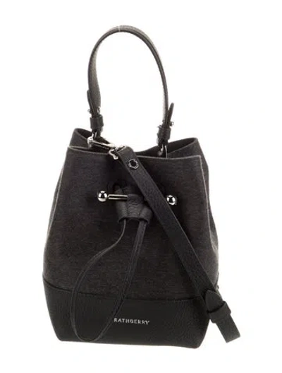 Pre-owned Strathberry Felt Bucket Bag In Black
