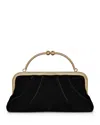 Strathberry Frame Black Velvet Clutch In Black