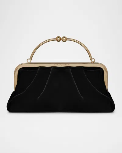 Strathberry Frame Velvet Top-handle Bag In Black