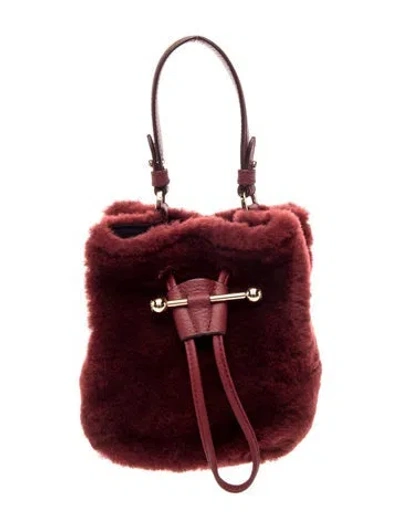 Pre-owned Strathberry Fur Bucket Bag In Red