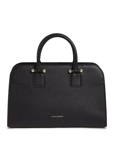 Strathberry Georgia Leather Midi Tote In Black