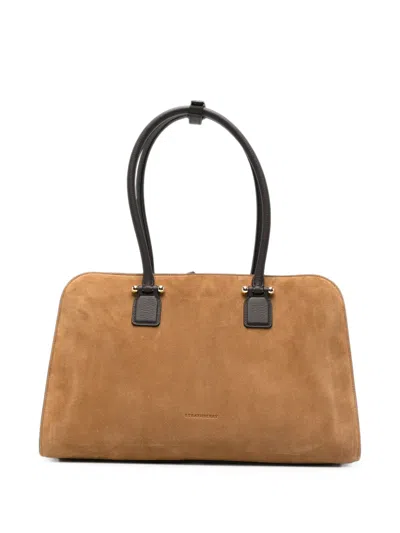 Strathberry Georgia Suede Tote Bag In Brown