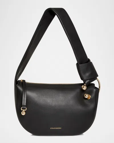 Strathberry Halo Mini Leather Shoulder Bag In Black