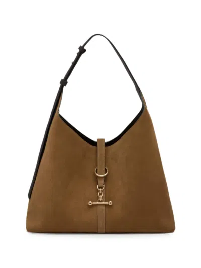 Strathberry Kite Bar-detail Suede Shoulder Bag In Brown