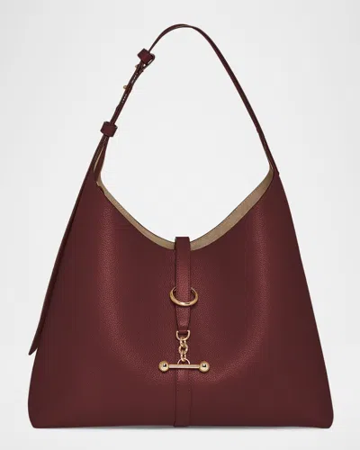 Strathberry Kite Fine Grain Leather Toggle Hobo Bag In Burgundy