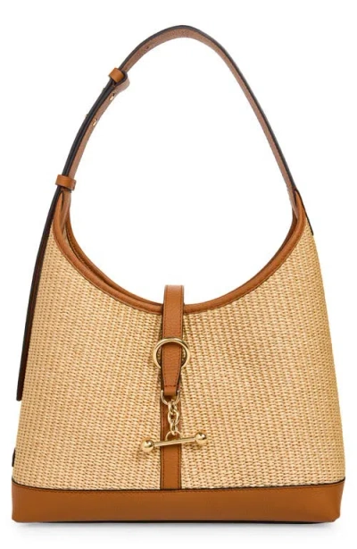 Strathberry Kite Raffia Hobo Bag In Tan/natural