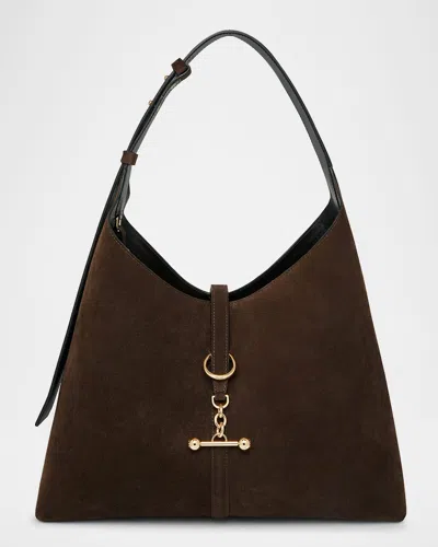 Strathberry Kite Toggle Suede Hobo Bag In Brown