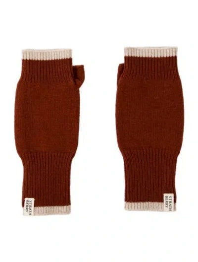 Pre-owned Strathberry Knitted Cashmere Winter Gloves W/tags In Brown
