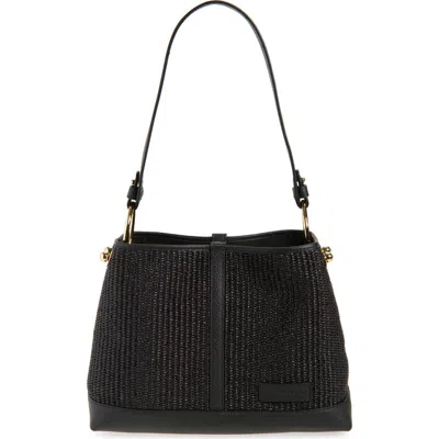 Strathberry Lana Black Raffia Hobo Bag