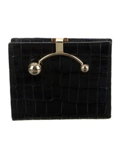 Pre-owned Strathberry Leather Animal Print Bifold Wallet In Blue