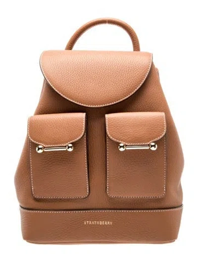 Pre-owned Strathberry Leather Backpack In White