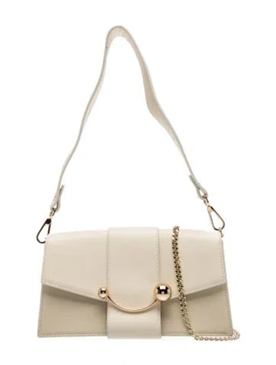 Pre-owned Strathberry Leather Box Crescent In White