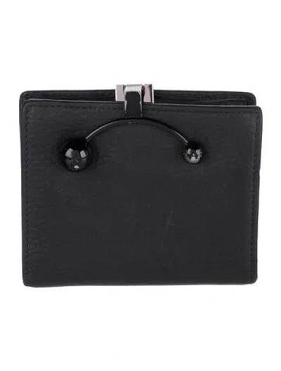 Pre-owned Strathberry Leather Compact Wallet In Black