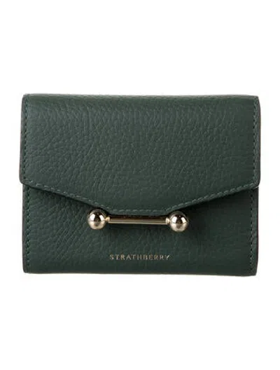 Pre-owned Strathberry Leather Compact Wallet In Green