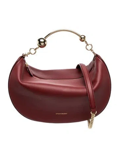 Pre-owned Strathberry Leather Crescent Moon In Burgundy