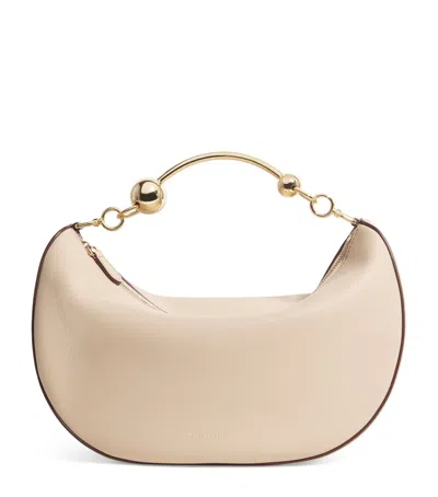 Strathberry Leather Crescent Moon Shoulder Bag In White