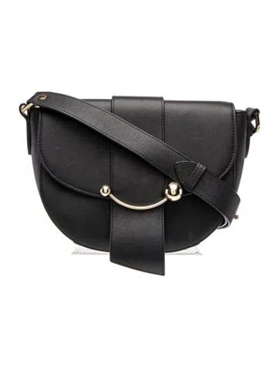 Pre-owned Strathberry Leather Crescent Saddle In Black