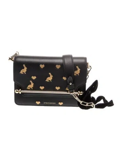 Pre-owned Strathberry Leather East/west Mini In Black