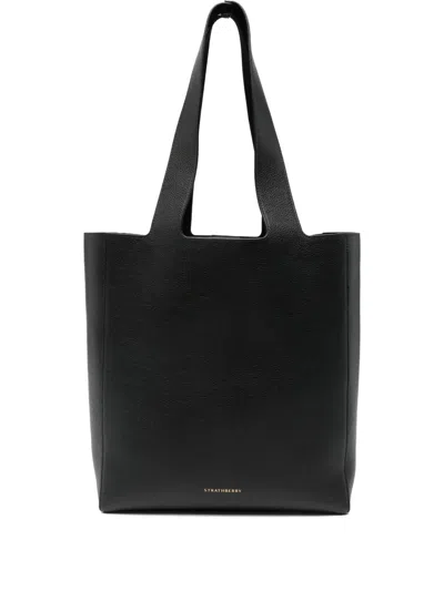 Strathberry Leather Knotted Tote Bag In Black