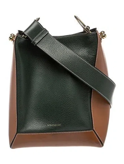 Pre-owned Strathberry Leather Lana Midi Bucket Bag In Green