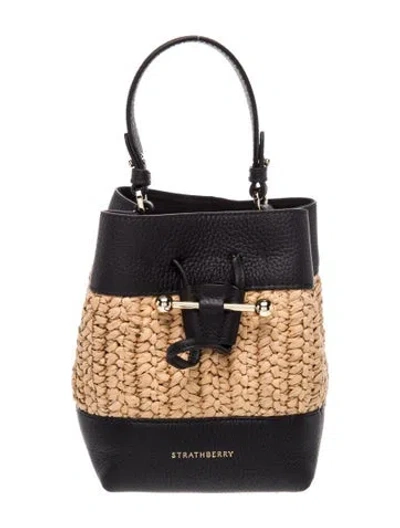 Pre-owned Strathberry Leather Lana Osette Bucket Bag In Black