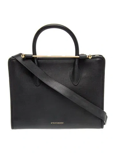 Pre-owned Strathberry Leather Midi In Black