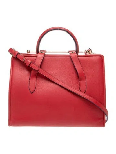 Pre-owned Strathberry Leather Midi Tote Medium In Red