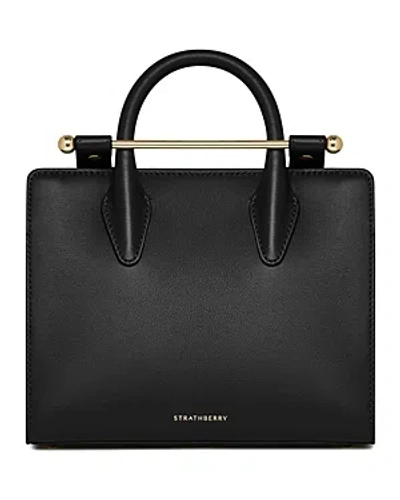 Strathberry Leather Mini Tote In Black/gold