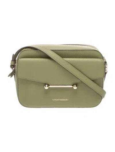 Pre-owned Strathberry Leather Mosaic Camera In Green