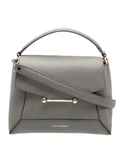 Pre-owned Strathberry Leather Mosaic Handle Bag In Grey