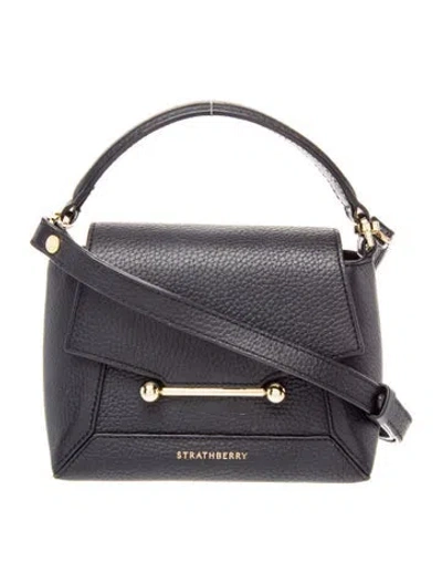 Pre-owned Strathberry Leather Mosaic Nano In Black