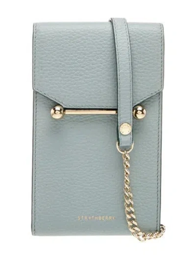 Pre-owned Strathberry Leather Mosaic Phone Pouch In Blue