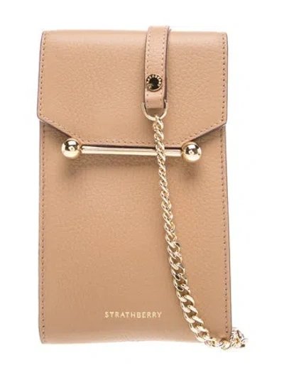 Pre-owned Strathberry Leather Mosaic Phone Pouch In Neutrals