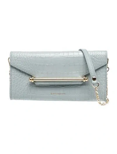 Pre-owned Strathberry Leather Multrees Chain Wallet In Blue